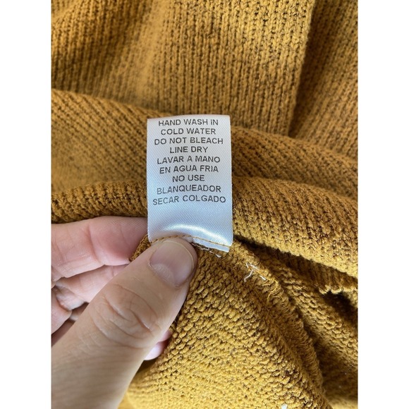 Entro Womens Mustard Yellow V-Neck Ribbed Knit Oversized Sweater LARGE Relaxed - Picture 5 of 5